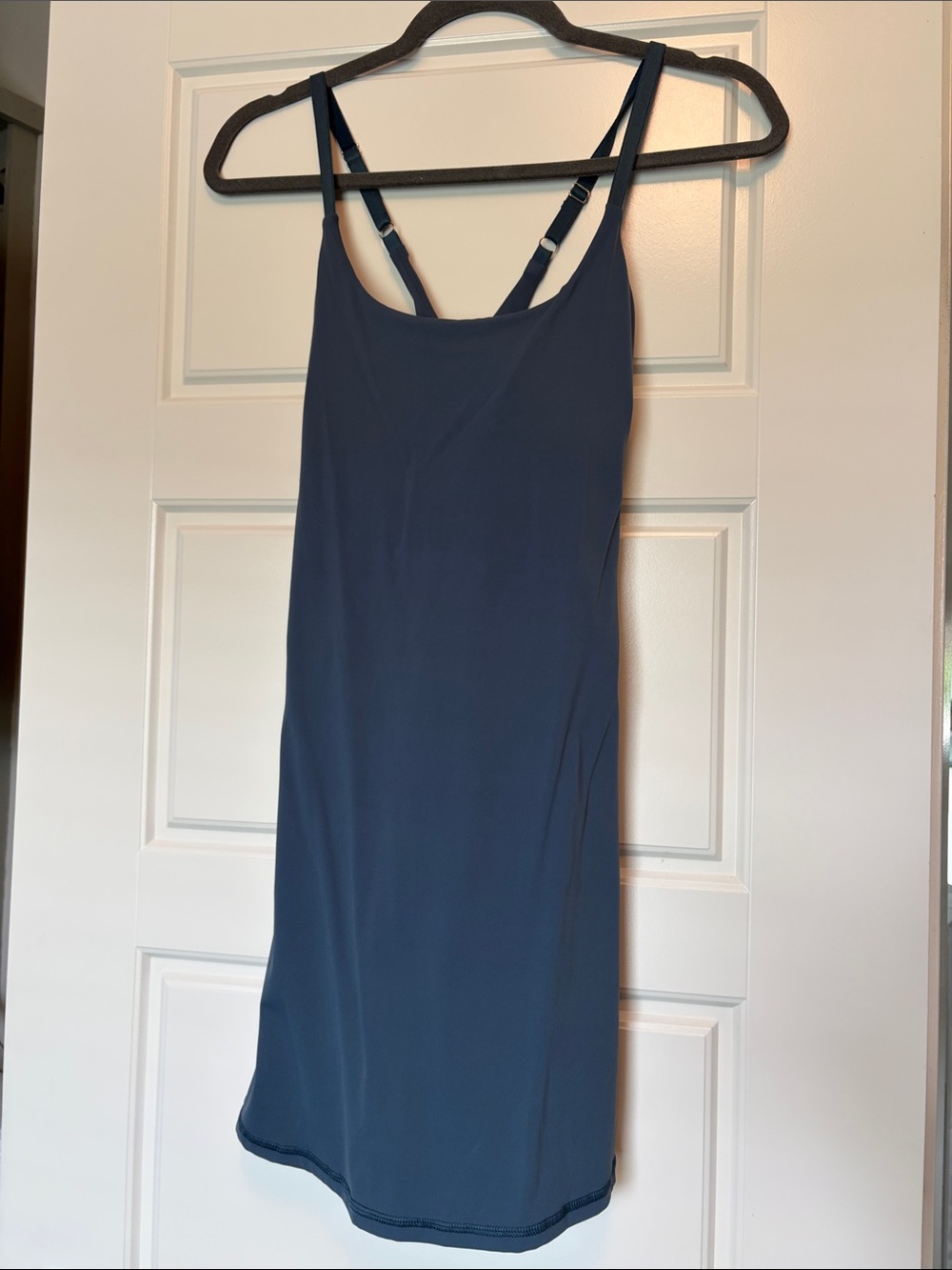 Blue Athletic Dress with Built-in Bra, Shorts and Adjustable Straps